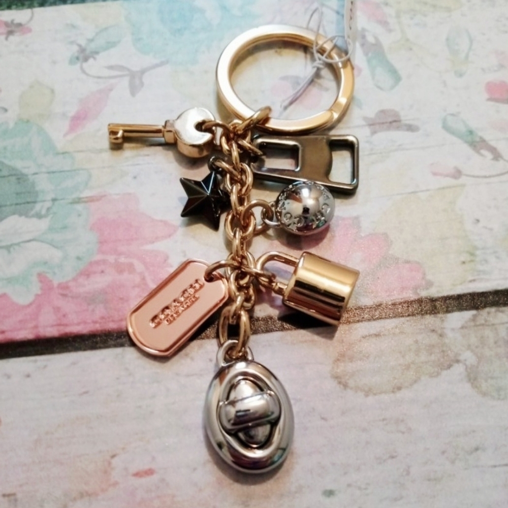 "RARE" Coach Gold and Silver Charm Keychain